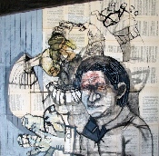 Dolor encarnado - acrylique et collage sur toile - 100 x 100 cm - 2011 (galerie Claire Corcia, Paris)  